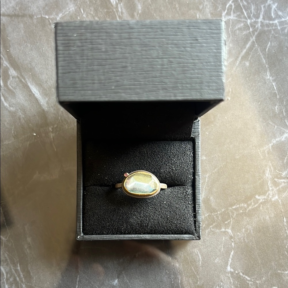 Ananda Khalsa Gold Gemstone Oval Ring - Elegant Women's Ring